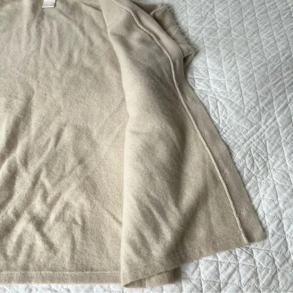 100% CASHMERE Vintage Precious Fibers Beige Oyster Button Cardigan Sweater M - Picture 10 of 16